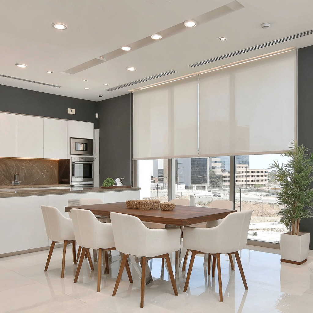 persiana rolô numa cozinha